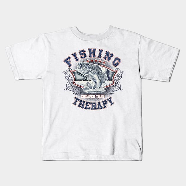 Fishing Therapy Kids T-Shirt by veerkun